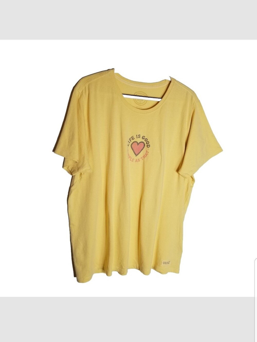 Life Is Good Crusher Tee Shirt Women's XL Simple As That Yellow